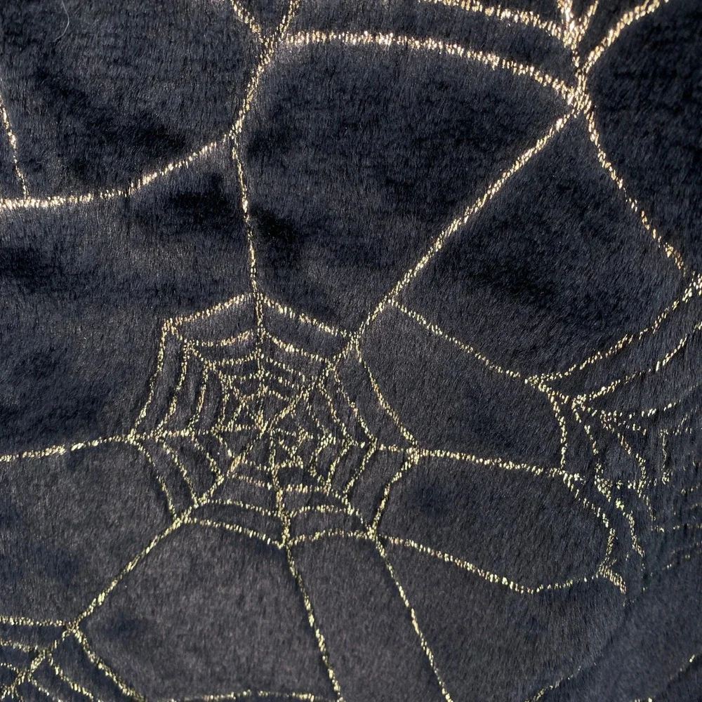 Christian Lacroix Table Runner 14x72 Black Gold Spiderweb Faux Fur Halloween